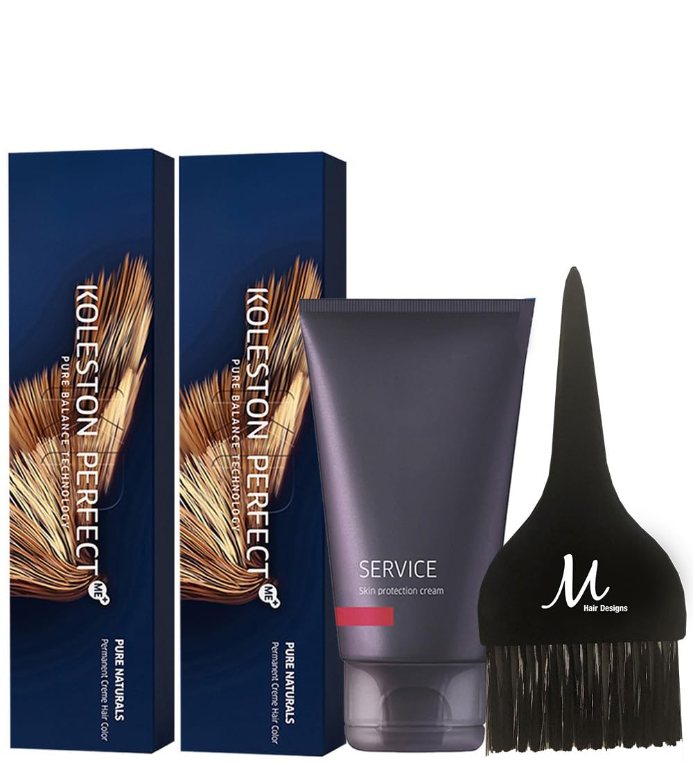 Koleston Perfect 88/0 Intense Light Blonde/Natural Permanent Hair Color (Pack of 2), Service Preguard Cream 2.53oz and Tint Brush - Professional Hair