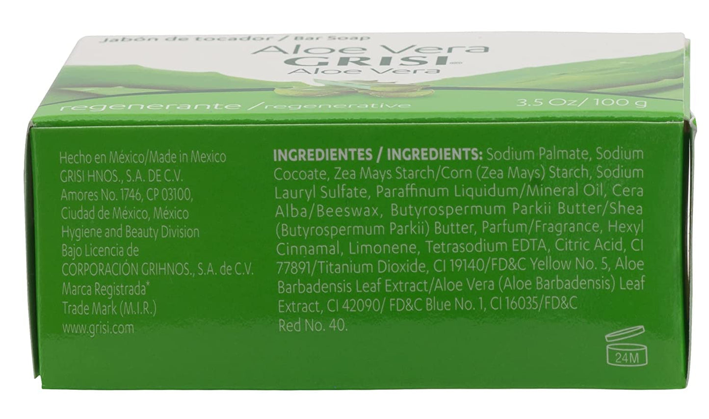 Grisi Aloe Vera Soap, Cleansing Soap with Aloe Vera, Soothing and Refreshing your Skin, 6-Pack of 3.5 Oz each, 6 Bar Soaps