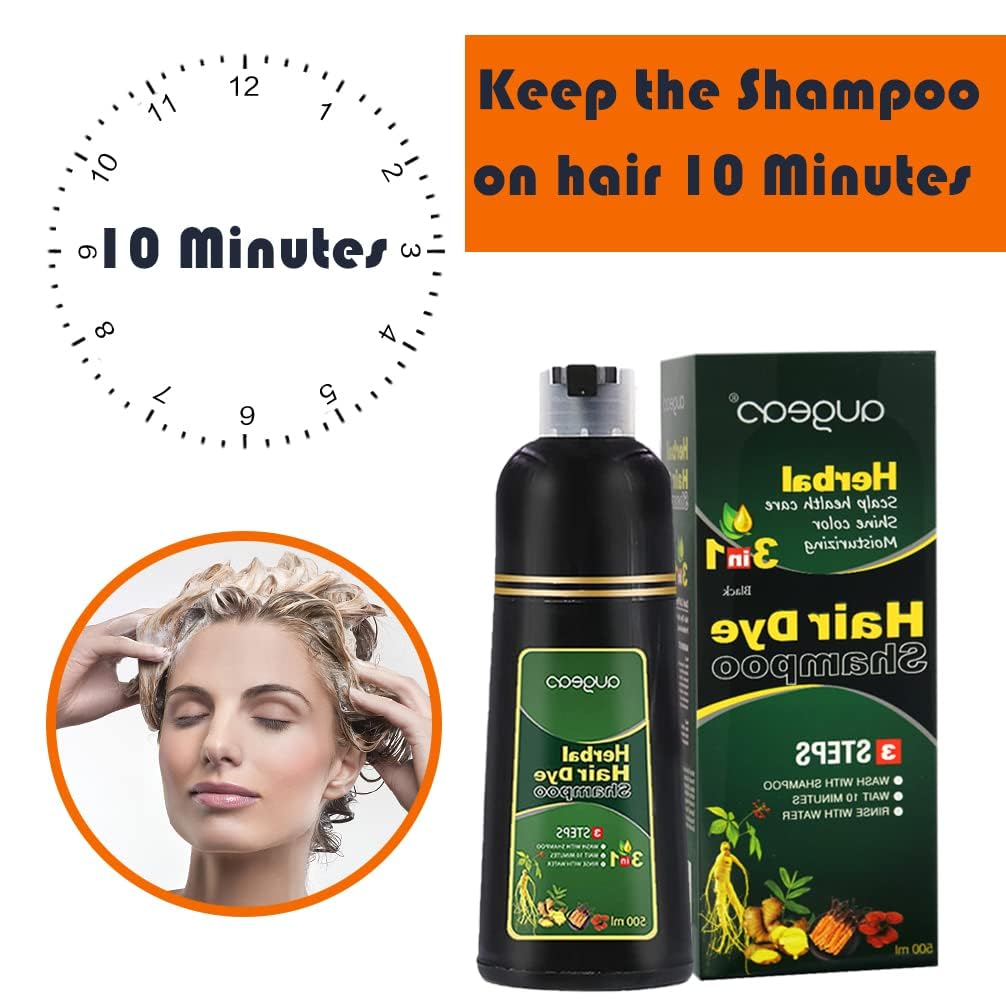 AUGEAS 500ML Black Hair Color Shampoo - Permanent, Organic Herbal 3 IN 1 Natural Fast Hair Dye for Men and Women to Cover Grey/White Hair (WINE RED)