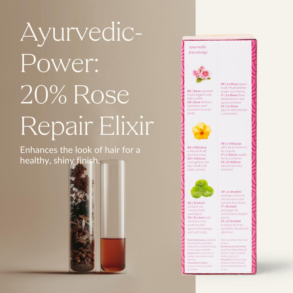 KHADI ROSE REPAIR Hair Oil - Regeneration for structurally damaged, dry hair & split ends - 100% natural, plant-based, vegan & silicone-free - 1.69