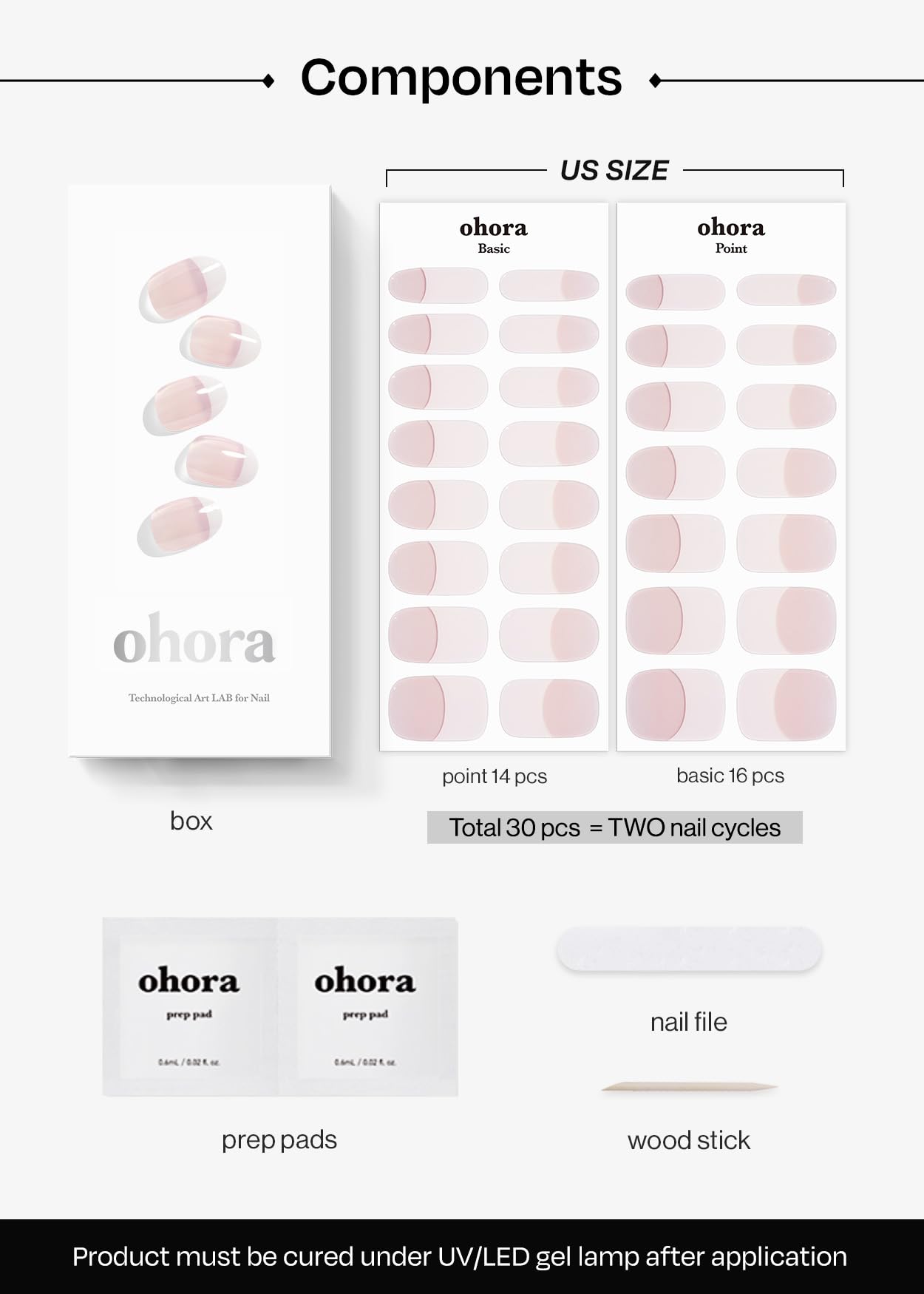 ohora Semi Cured Gel Nail Strips (N Essential French) - White, French, Works with Any UV/LED Lamps, Salon-Quality, Long Lasting, Easy to Apply Beauty and Personal Care ohora