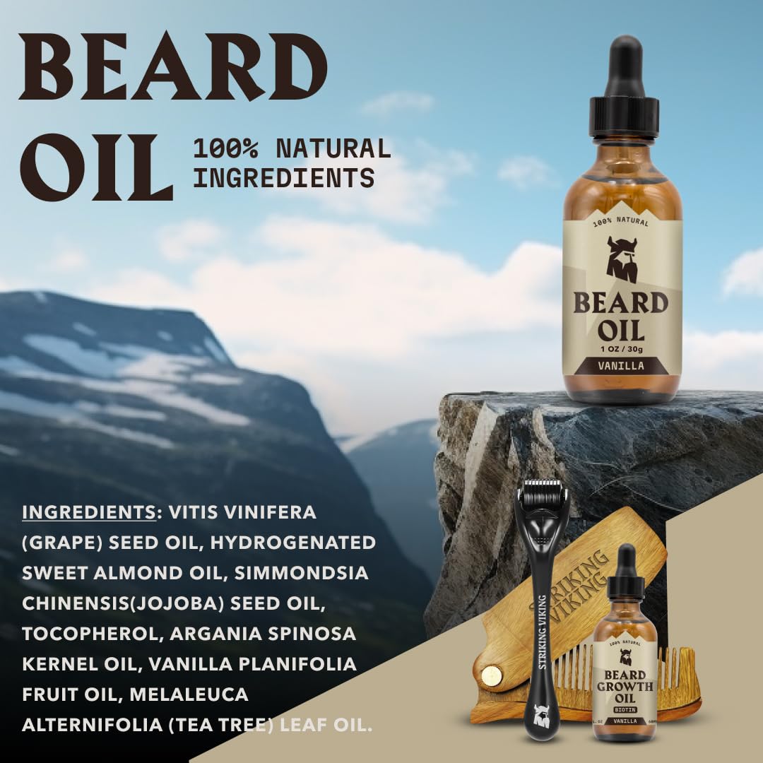 Striking Viking Beard Oil and Balm - Leave in Beard Conditioner - Tames, Styles, Softens, and Moisturizes Beards and Mustache - Made with All Natural
