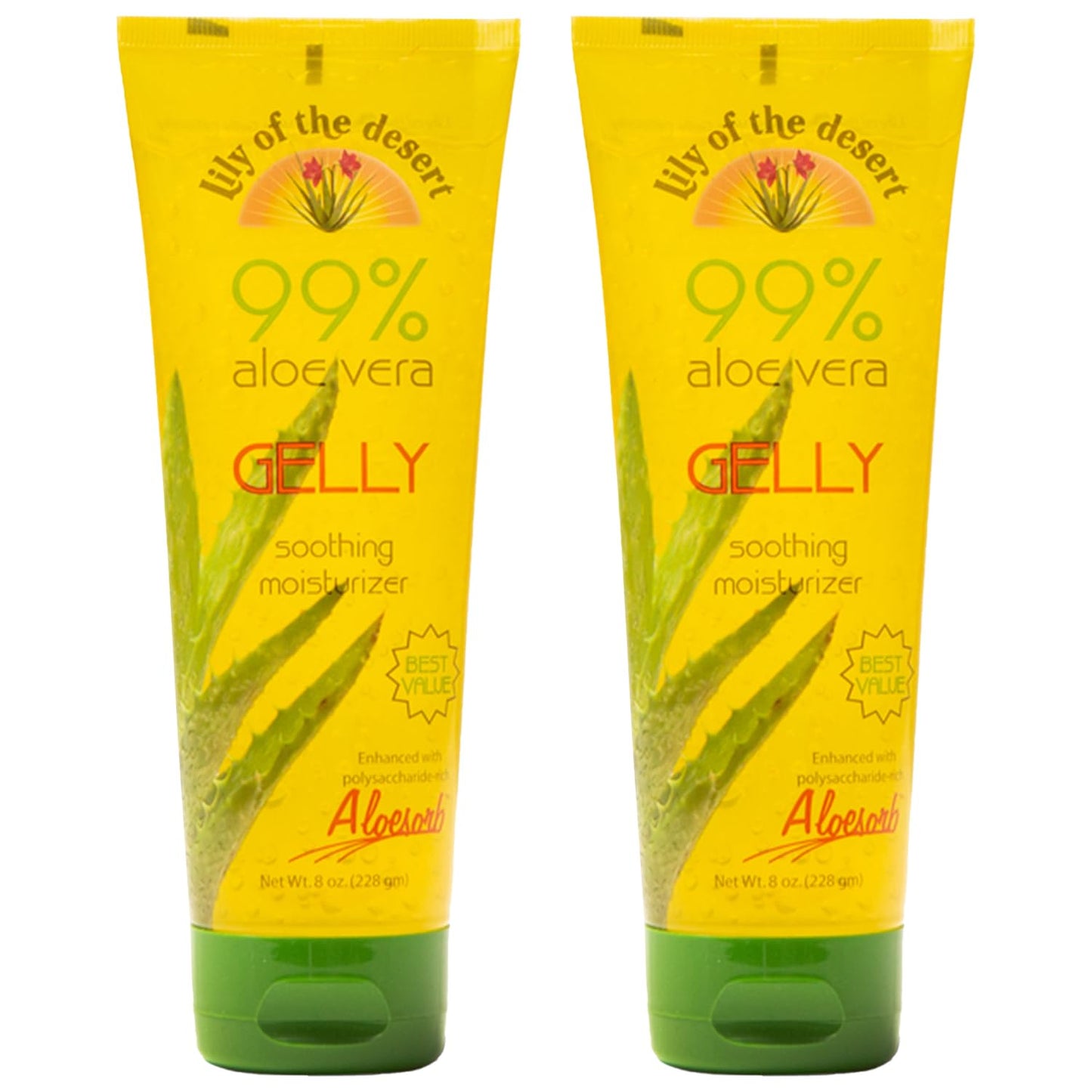 Lily Of The Desert Gelly Moisturizer - 99% Organic Aloe Vera Gel for Skin, After Sun Care with Aloe, Vitamin E Oil, and Vitamin C for Sunburn Relief