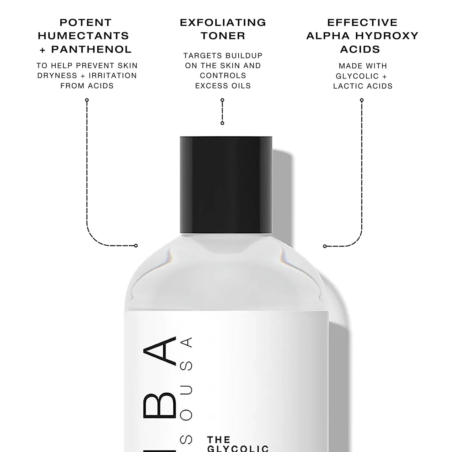 Biba De Sousa The Glycolic Lactic Toner - Exfoliating Toner with AHA, Hyaluronic Acid, and Aloe Vera - Illuminates Skin Complexion Without Excessive