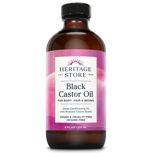 HERITAGE STORE Black Castor Oil Nourishing Hair Treatment - Deep Hydration for Hair Care, Skin Care, Lashes and Brows - Great for Locs and Natural