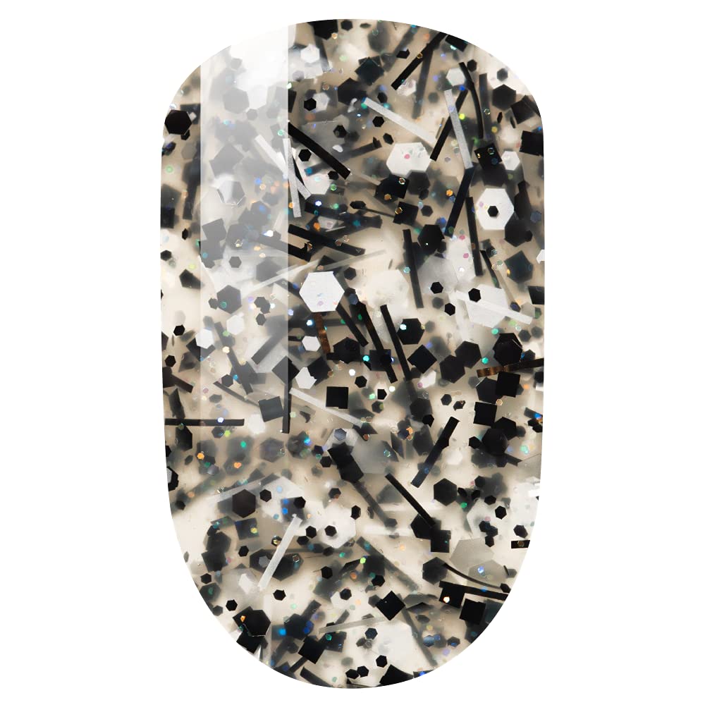 LeChat - Perfect Match Gel Polish - Black Tie Affair - Silver Hexes and Black Glitter on Clear Polish - (0.5 Ounce) - Easy Application - Soak Off Beauty & Personal Care LECHAT