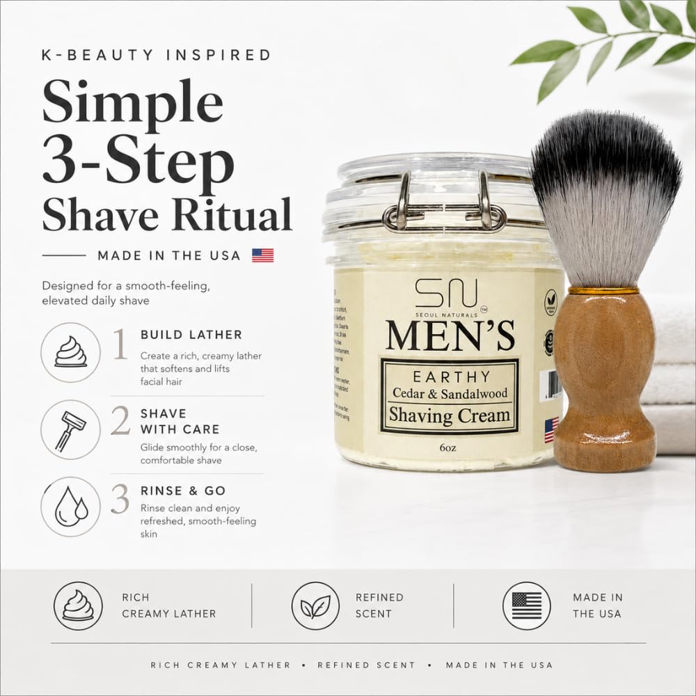 Seoul Naturals Sophisticated Mahogany Teakwood Shaving Cream, k beauty, 6 oz Beauty and Personal Care Seoul Naturals