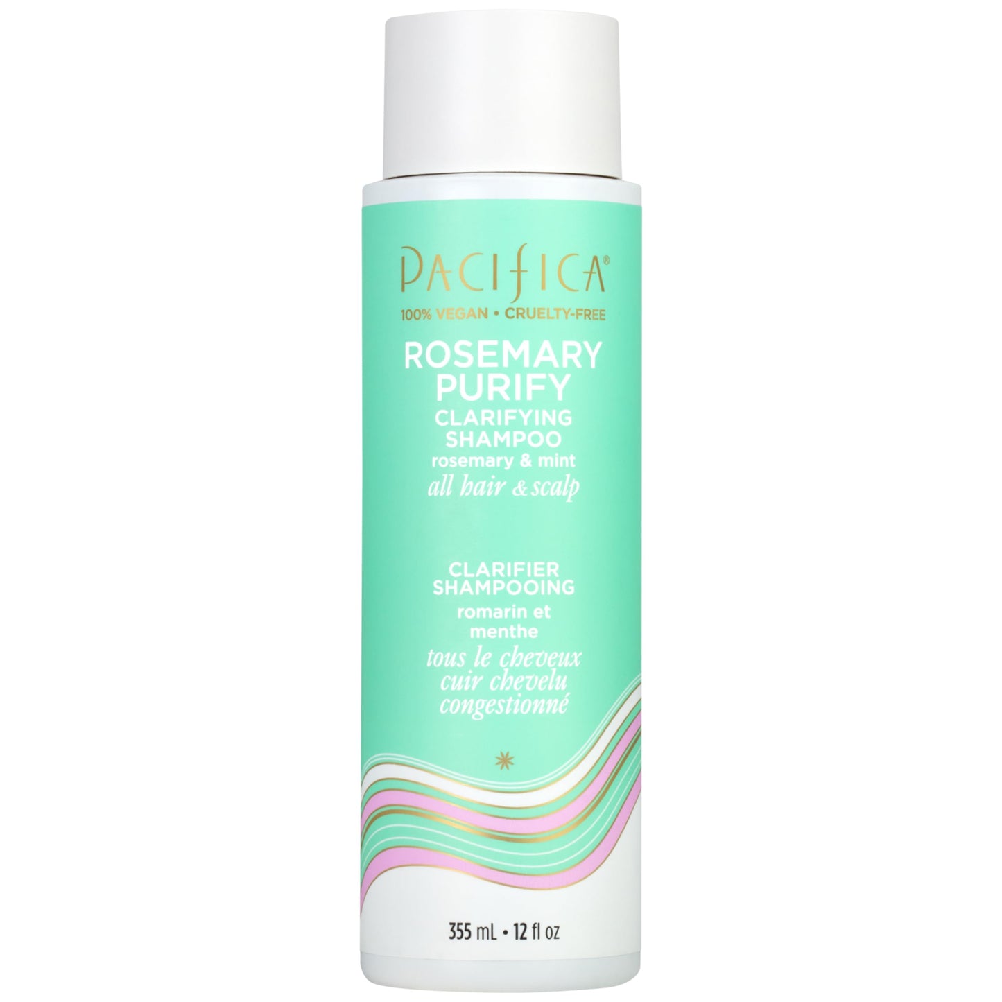 Pacifica Clarifying Shampoo - Rosemary Purify Invigorating Shampoo w/Soothing Mint for Detoxing Hair & Scalp Build-Up, Sulfate & Silicone Free - Vegan Beauty and Personal Care Pacifica