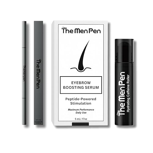 The Men Pen Eyebrow Boosting + Caffeine Kit | Eyebrow, Beard and Hair Filler | Waterproof, Long Lasting, Sweat Proof - Brown Beauty & Personal Care The Men Pen