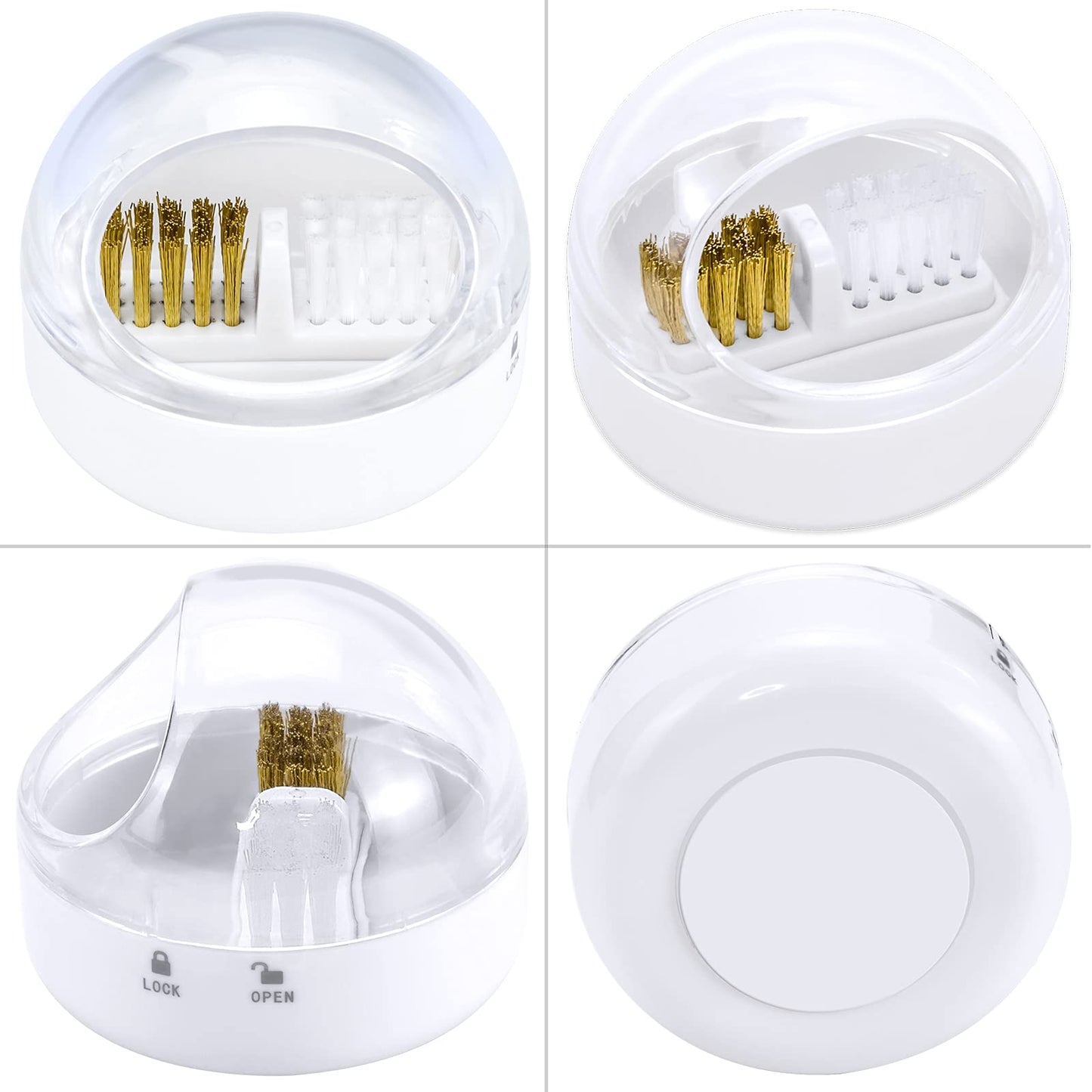 HiANNE Nail Art Cleaner Tool Case with Steel Wire Brush and Nylon Brush for Cleaning Carbide/Ceramic Nail Drill Bits, Anti-splash Design, Removable