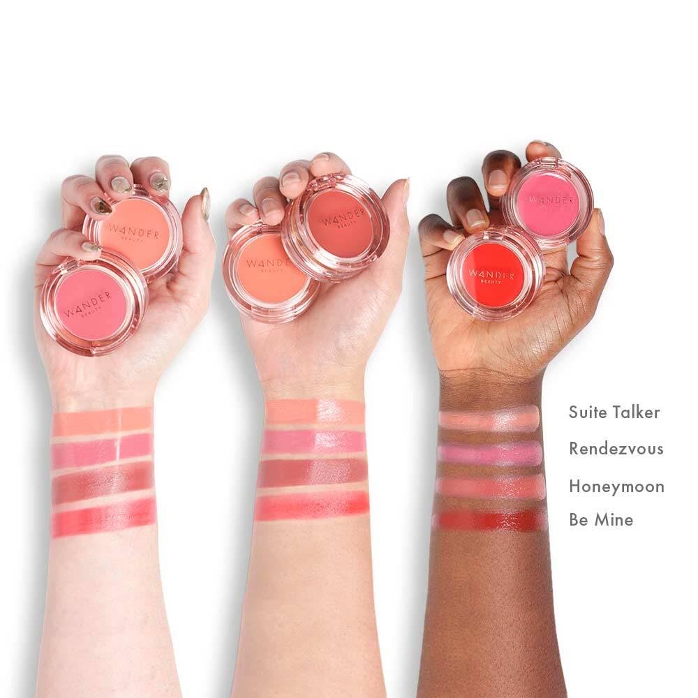 Wander Beauty Double Date Lip & Cheek - Be Mine/Swipe - 4-in-1 Cream Blush & Lip Tint - Blush, Lip Moisturizer, Lip Balm, & Eye Gloss - Multitasking