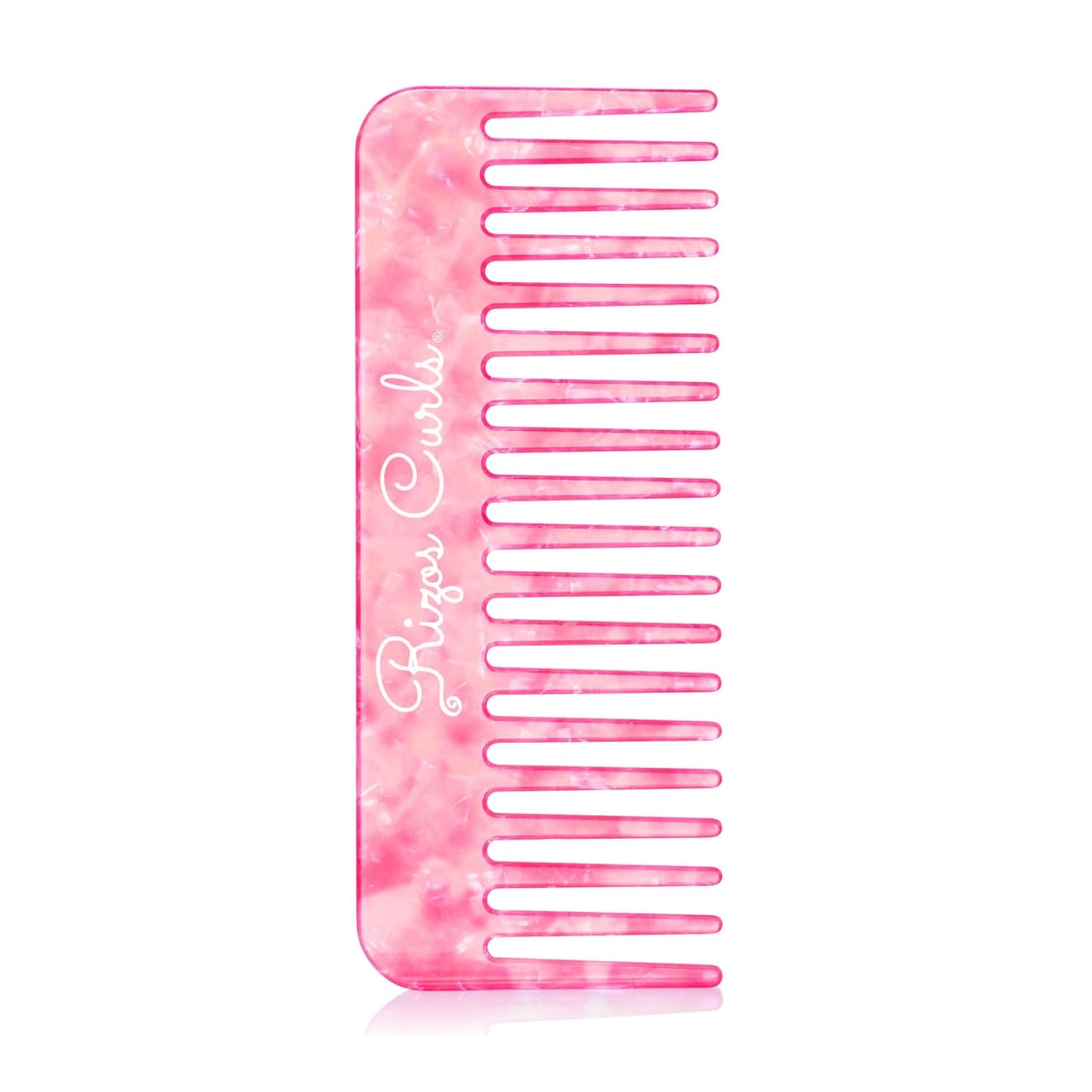 Rizos Curls Wide Tooth Shower Comb for Detangling, Parting & Styling, Gentle for all Hair Textures, Pink