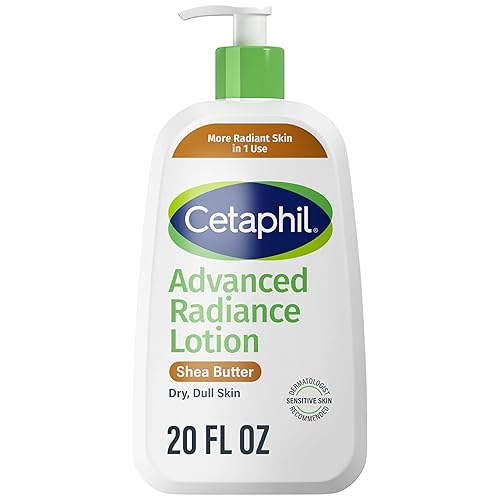 Cetaphil Body Lotion, Advanced Radiance Lotion with Shea Butter for Dry, Sensitive Skin, 20 oz, Fragrance Free, Hypoallergenic, Non-Comedogenic