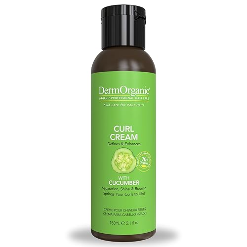 DermOrganic Curl Cream Styler - Greater Curl Separation, Bounce, Defines Curls, Tames Frizz, Humidity Control 5.1 oz
