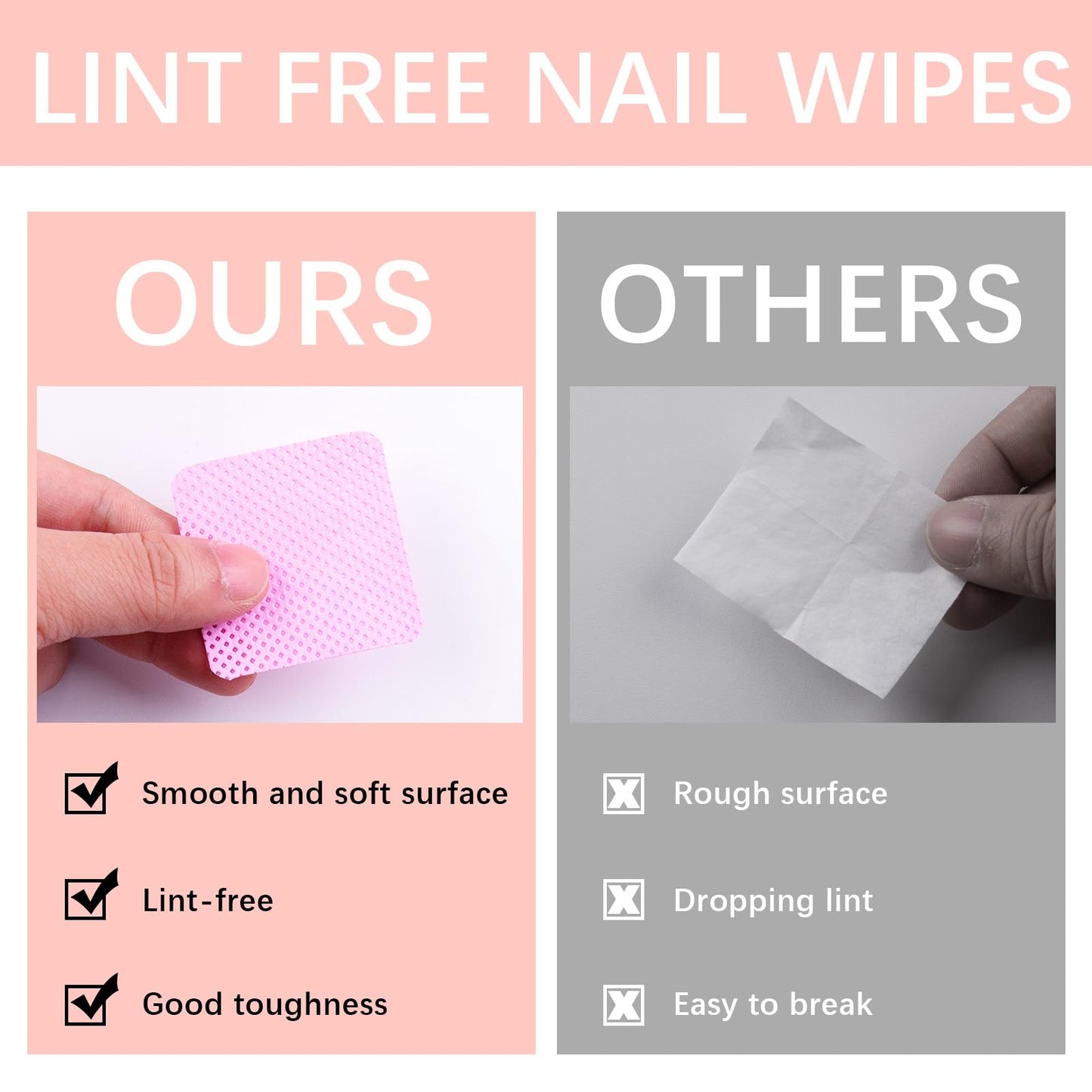 1500Pcs Lint Free Nail Wipes, Pink No Lint Nail Wipes for Gel Nails Lint Free Polish Remover Wipe Eyelash Extensions Glue Nails Cleaning Pads Supplies Beauty and Personal Care lipetol