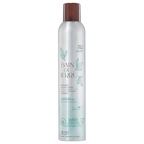 Bain de Terre Stay N' Shape Flexible Shaping Spray, Medium Hold & Shine, Heat & Humidity Protection with Argan & Monoi Oils, Paraben-Free, Color-Safe