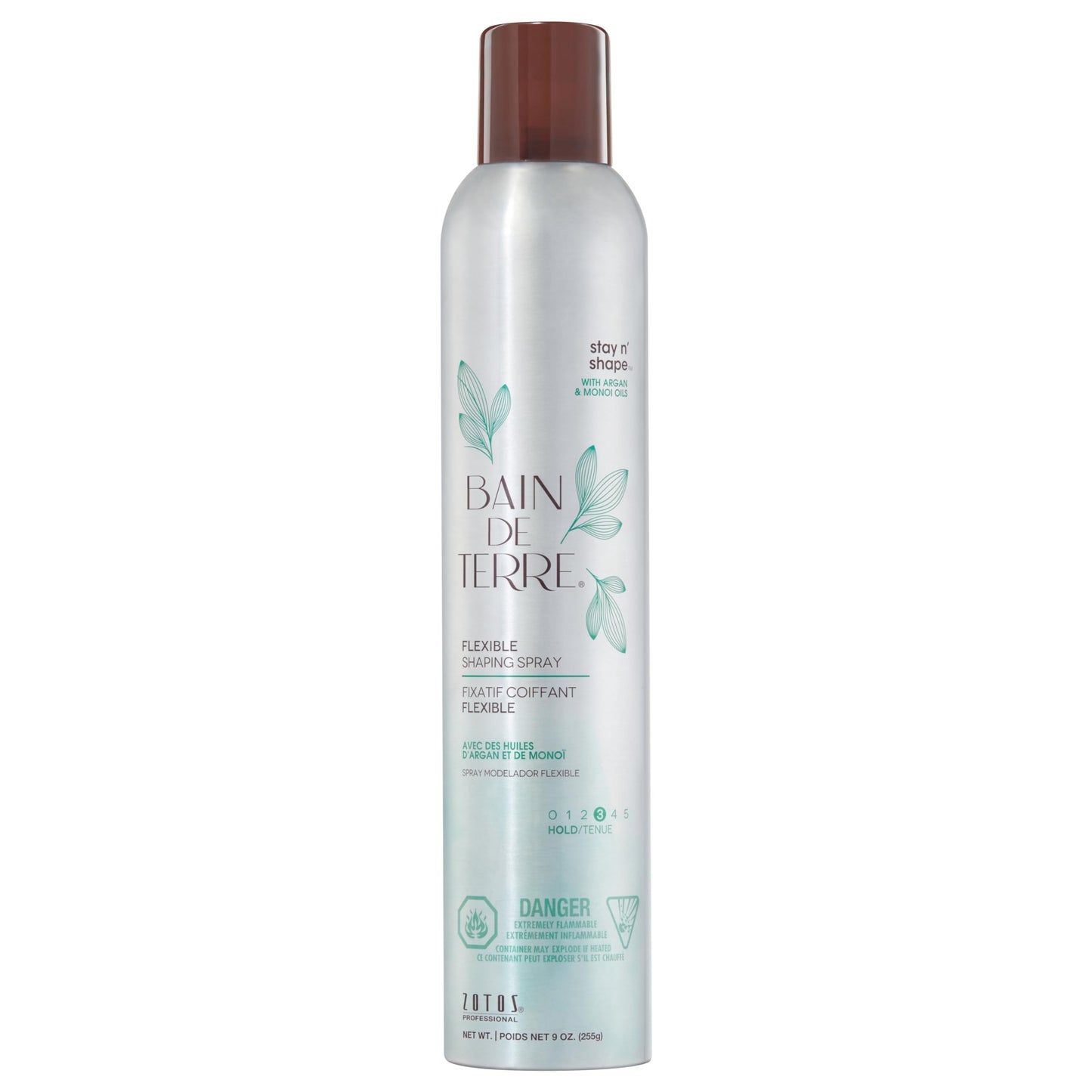 Bain de Terre Stay N' Shape Flexible Shaping Spray, Medium Hold & Shine, Heat & Humidity Protection with Argan & Monoi Oils, Paraben-Free, Color-Safe