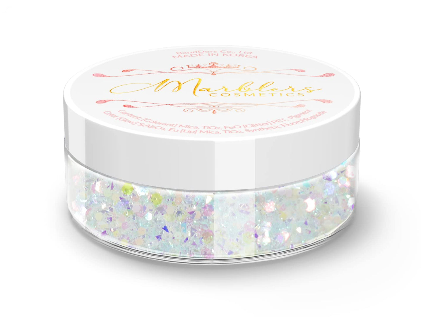 MARBLERS Mixed Shaped Face & Body Glitter [White] 0.18oz (5g) | Chunky | Chopped | Flake | Non-Toxic | Vegan | Cruelty-Free | Festival, Rave & Party