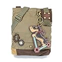 Chala Wiener Dog on Scooter Patch Crossbody Bag, Olive