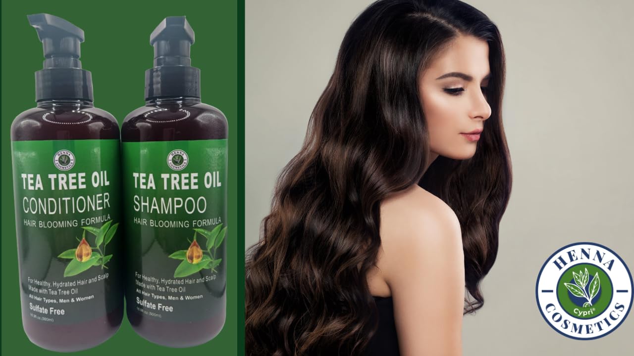 Henna Cosmetics Tea Tree Oil Shampoo & Conditioner Kit, Sulfate Paraben Free, 16.9 fl oz