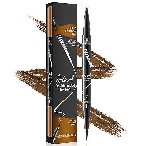 Pinkiou Microblading Eyebrow Pen, 2-In-1 Waterproof Eyebrow Pen, Dual-Ended Eyebrow Pen with 2-Fork-Tips and Precision Brush, Eyebrow Pen for Natural…