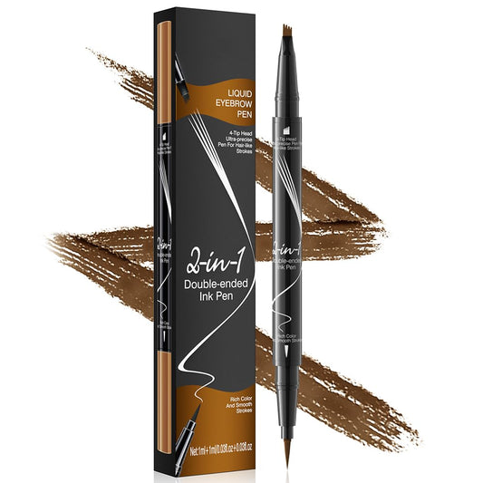 Pinkiou Microblading Eyebrow Pen, 2-In-1 Waterproof Eyebrow Pen, Dual-Ended Eyebrow Pen with 2-Fork-Tips and Precision Brush, Eyebrow Pen for Natural…