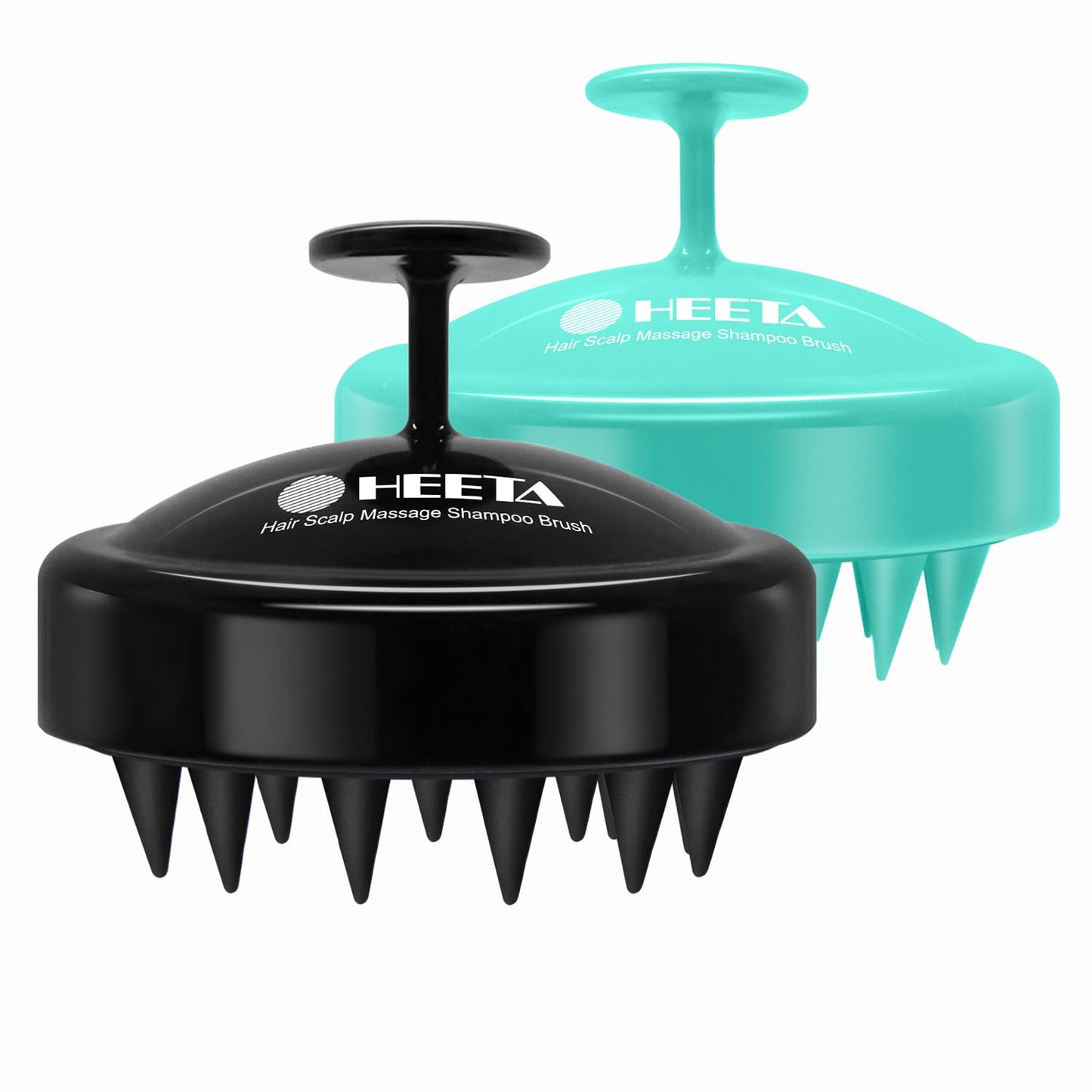 HEETA Scalp Massager Hair Growth 2-Pack, Soft Silicone Scalp Scrubber Shampoo Brush for Exfoliation Dandruff Removal Head Massage Stress Relax, Wet