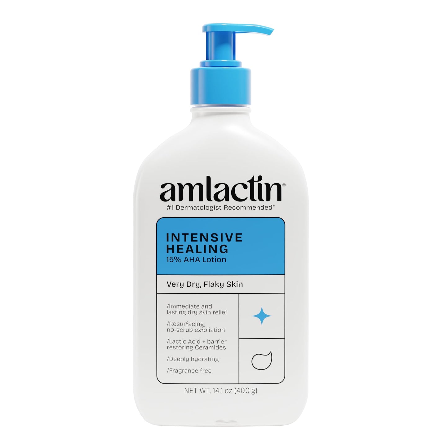 AmLactin Intensive Healing Body Lotion - Therapeutic Lotion for Extremely Dry Skin - No-Scrub Exfoliator and Moisturizer with 15% Lactic Acid AHA