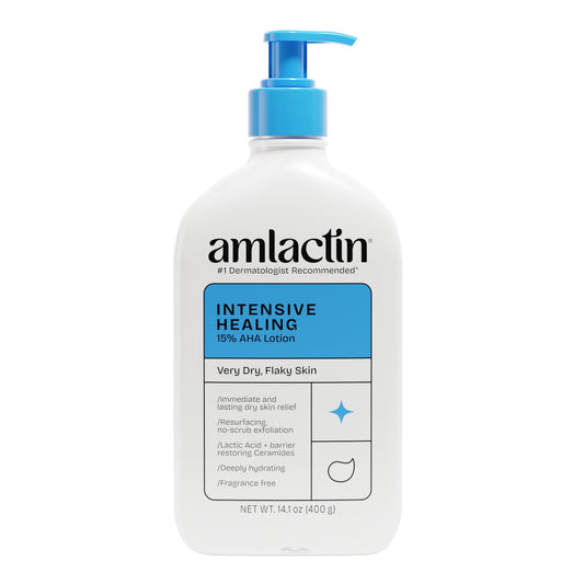 AmLactin Intensive Healing Body Lotion - Therapeutic Lotion for Extremely Dry Skin - No-Scrub Exfoliator and Moisturizer with 15% Lactic Acid AHA