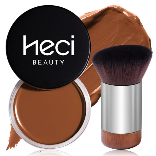 HECI BEAUTY Cream Bronzer with Brush, Creamy & Highly Pigmented Formula, Blendable Cream Contour Makeup with a Natural, Matte Finish - Buildable