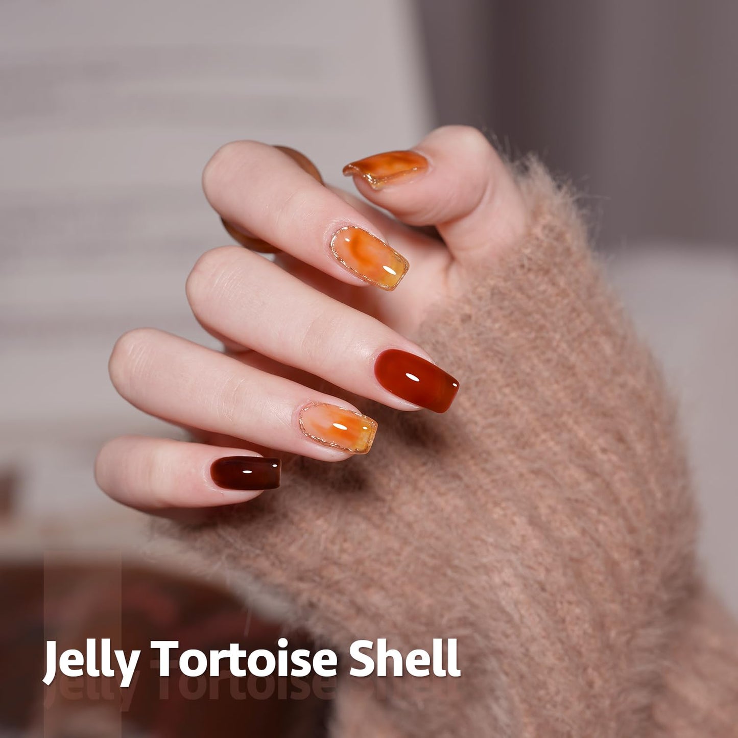 GAOY Jelly Tortoise Brown Gel Nail Polish Set, 6 Transparent Colors Dark Red Orange Pumpkin Soak Off UV Light Cure Gel Polish Kit for Salon and Nail Beauty and Personal Care GAOY