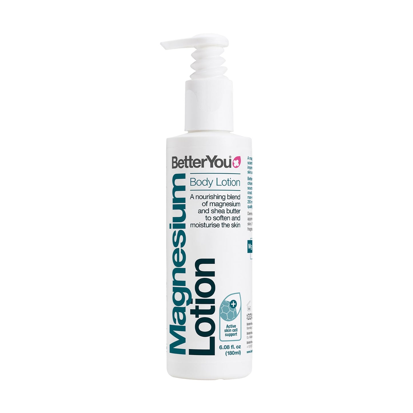 BetterYou Magnesium Body Lotion - Body Cream with Magnesium And Shea Butter - Softens Skin, Relaxes Muscles - Nourishing And Lightweight - 6.08 oz