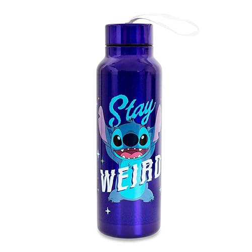 Disney Lilo & Stitch "Stay Weird" 27-Ounce Stainless Steel Water Bottle | BPA-Free Plastic Sports Jug With Leakproof Screw-Top Lid | Hydration