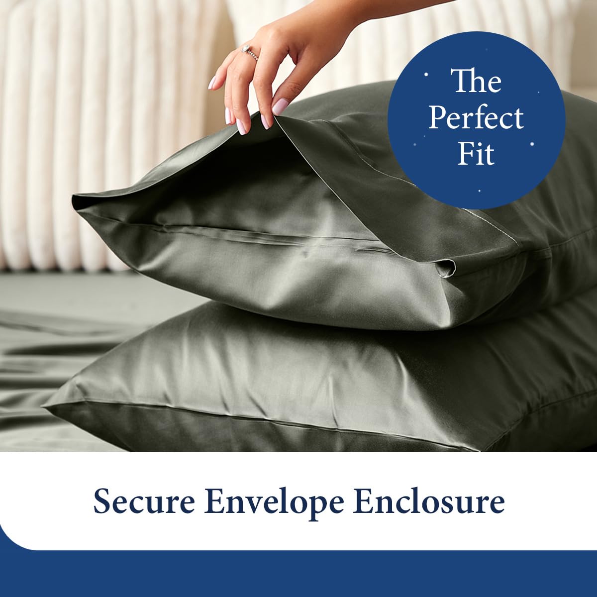 Cosy House Collection 100% Rayon Derived from Bamboo Pillowcase Set - Cooling, Breathable, Silky Soft 2-Piece Envelope Closure Pillow Case Cover Set