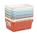 Really Good Stuff Medium Plastic Book Baskets, 11" by 7.5" by 4.5", 6 Pack, Boho Group Colors, Versatile Storage Solution for Classroom, Home…