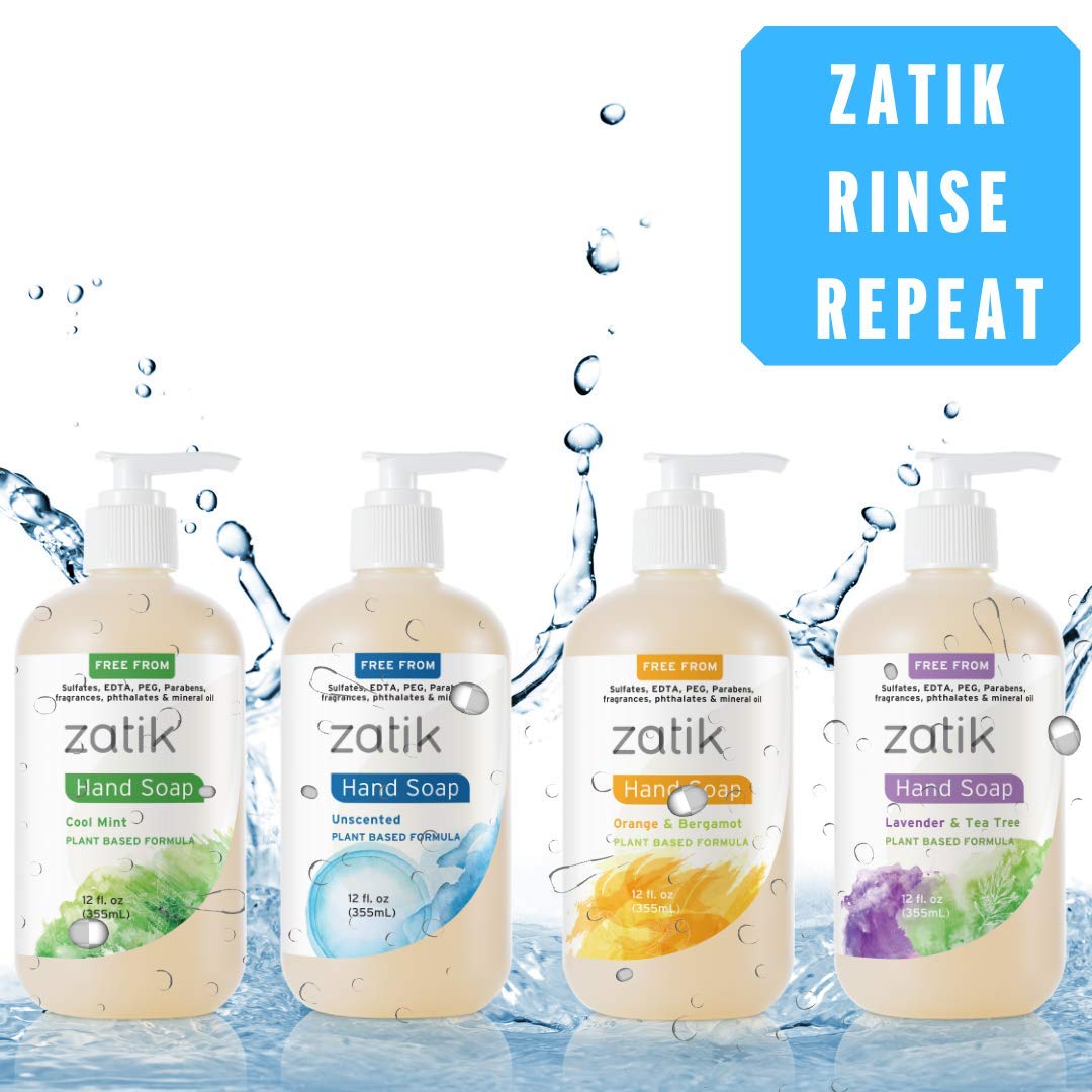 Zatik Naturals - Liquid Hand Soap (Cool Mint), Moisturizing Handwash, Grey-Water Safe,12 fl oz (Pack of 1) Beauty & Personal Care Zatik