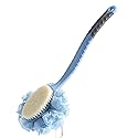Back Scrubber Brush,TEGOOL Body Bath Shower Brush with Bristles and Loofah/Mesh Sponge,16 Inches Long Handle Built-in TPR Material Non-Slip