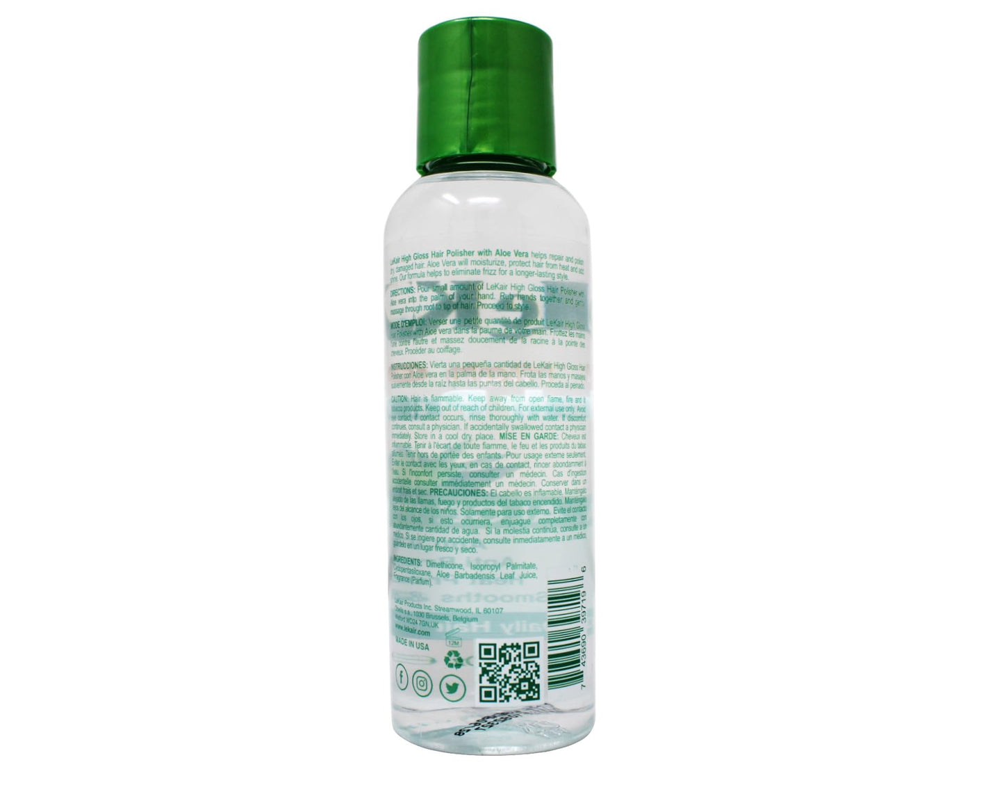 LeKair High Gloss Hair Polisher with Aloe Vera, Anti Frizz, Anti Breakage, Heat Protectant, Smooths & Protects Daily Hair Treatment 4 fl. Oz