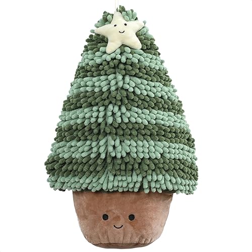 Tyrafry Christmas Chenille Bath Hand Towel, Adorable Christmas Tree Shape, Ultra-Soft Absorbent Decorative Hand Towel, Hanging or Display Use…