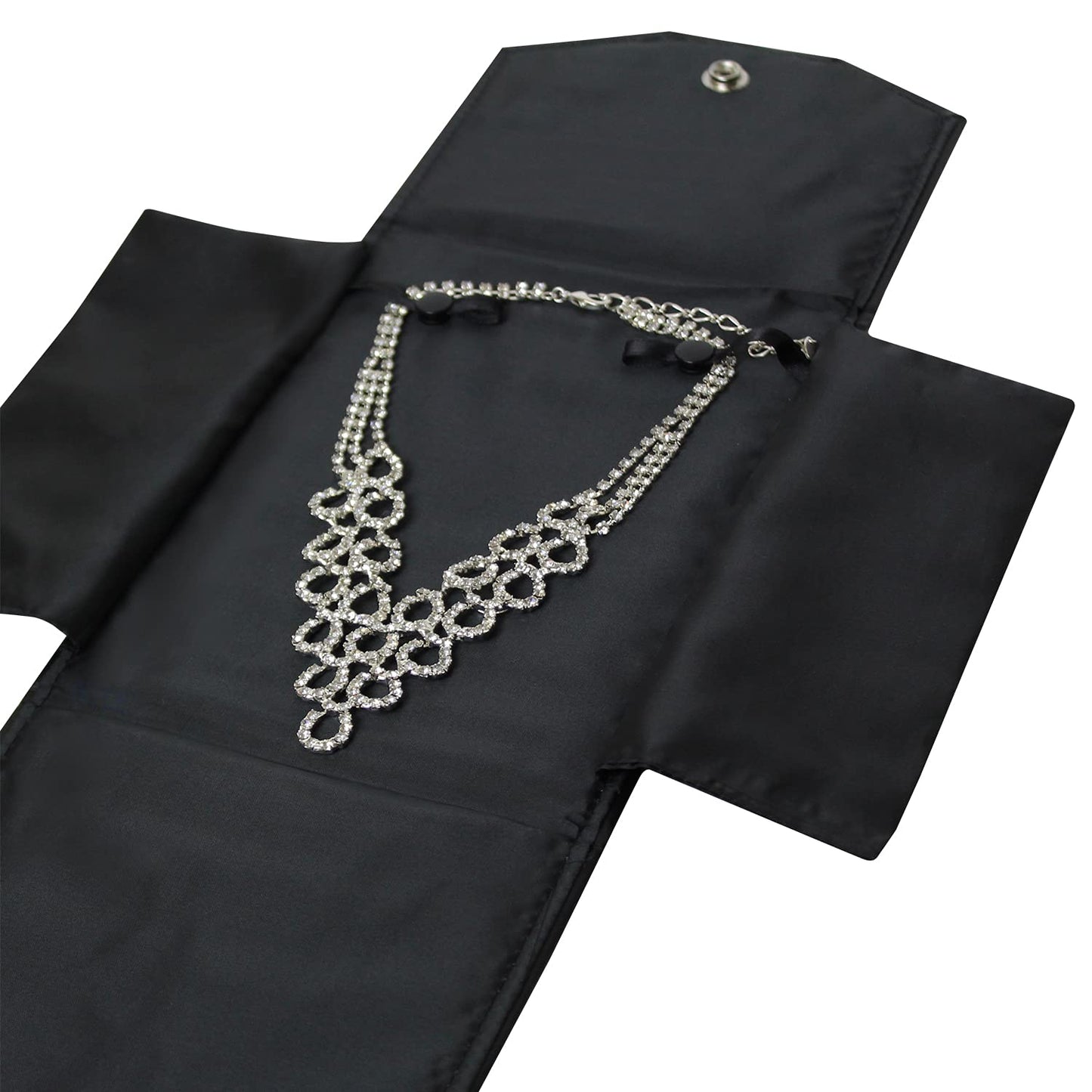 MOOCA Black Leatherette Travel Jewelry Organizer Necklace Storage Carrying Case Jewelry Display Case Necklace Folder