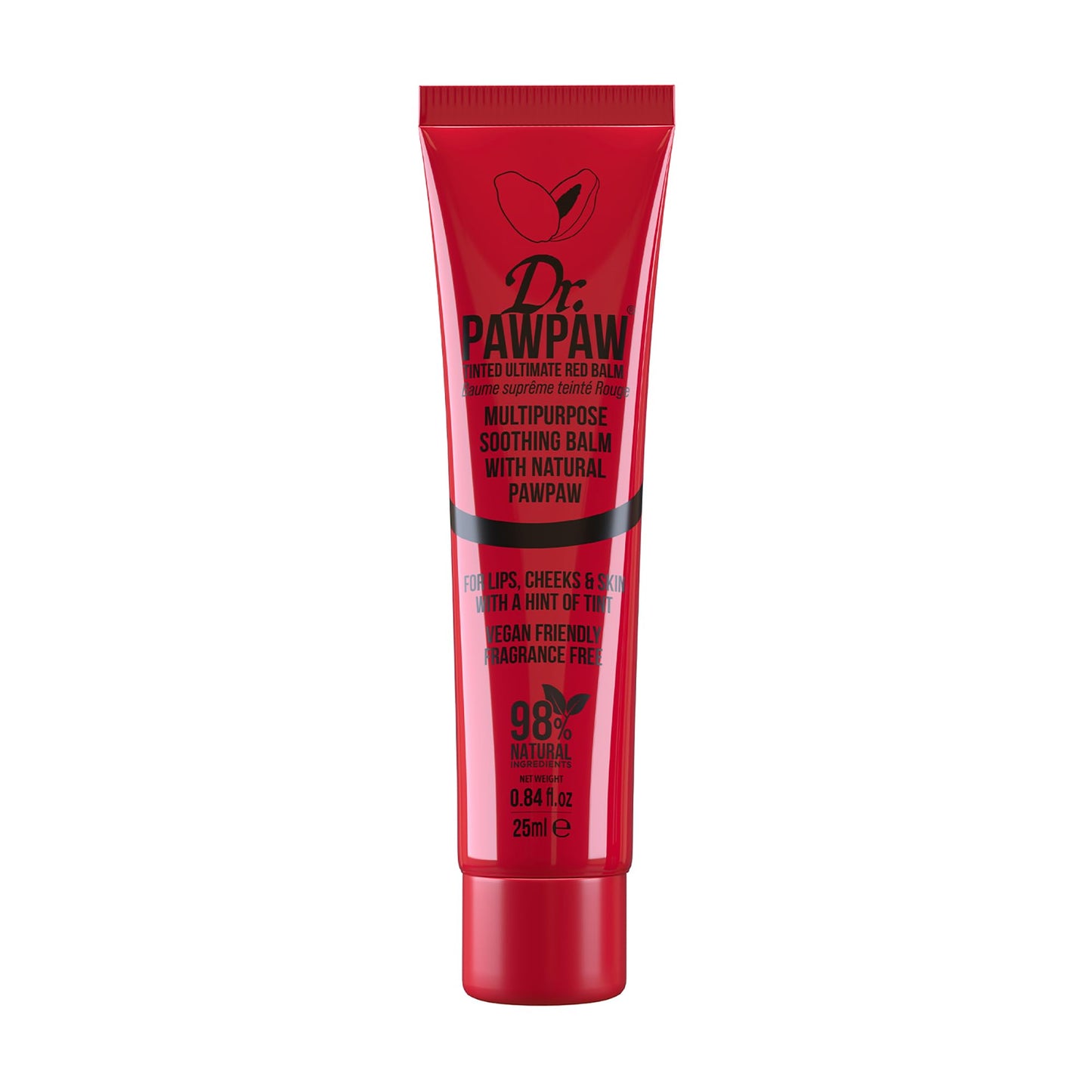 Dr. PawPaw Multipurpose Soothing Tinted Balm - Lip Balm for Lips, Cheeks, Eyes - Tinted Lip Balm - Lip Moisturizer with Pawpaw - Ultimated Red - 0.84