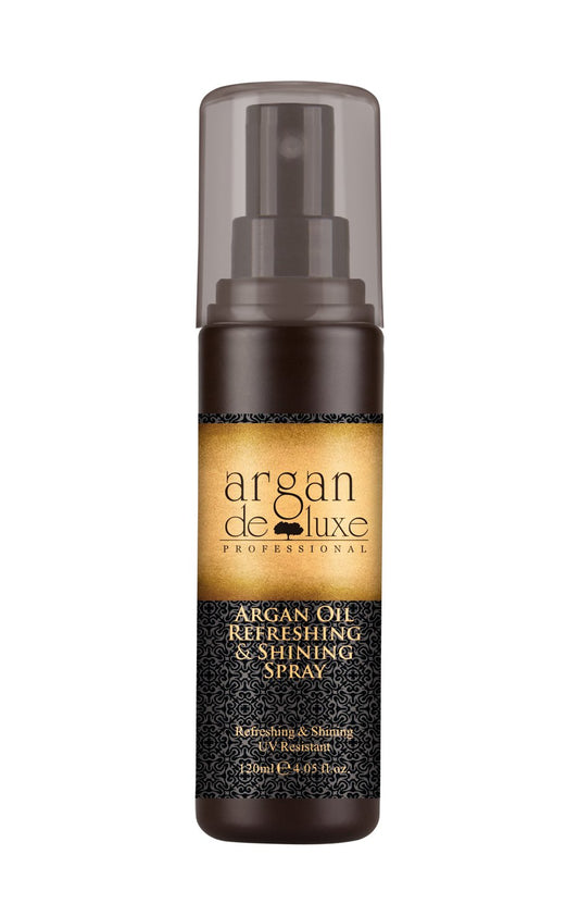 Argan Oil Refreshing & Shine Spray with Static, Frizz, and Split End Control-Thermal Damage Protector For all Hair Types 4fl oz.