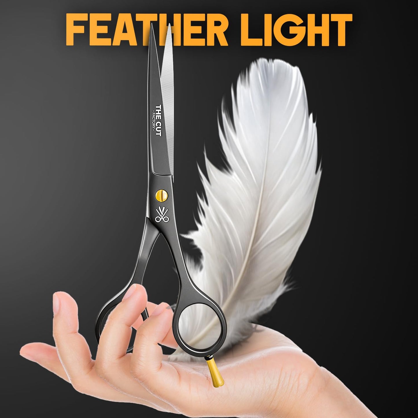 The Cut Factory® 6.5” Matte Black Luxury Hair Scissors - Ultra-Sharp High Carbon Steel Barber Shears for Men, Women & Kids - Gift-Boxed with Leather Beauty and Personal Care THE CUT - FACTORY -