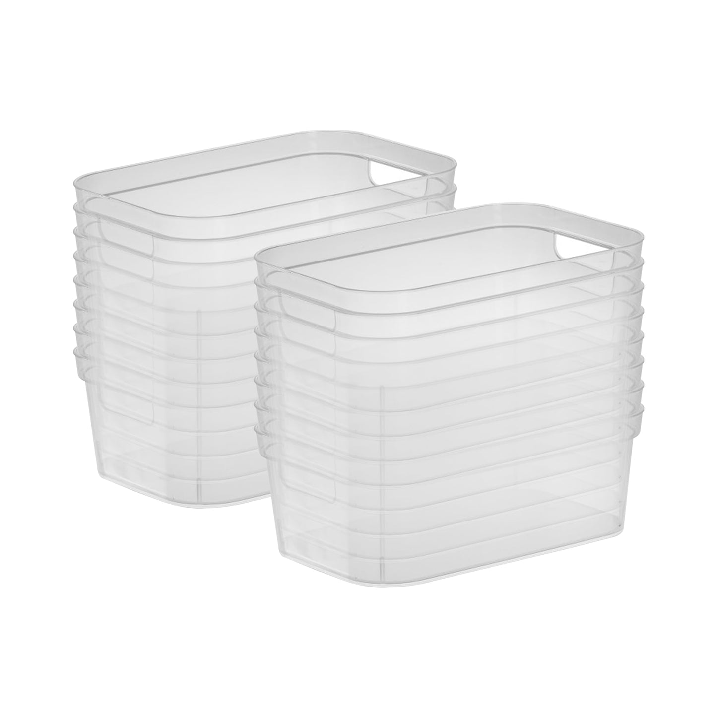 Sterilite 4.25 x 8 x 12.25 Inch Small Modern Storage Bin w/Comfortable Carry Through Handles & Banded Rim for Household Organization, Clear (16 Pack)