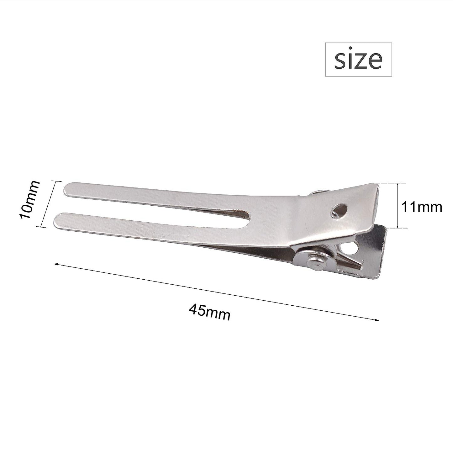 Hendevl 100 Pieces 1.8 Inches Double Prong Pin Curl Hair Clips Metal Alligator Clips Silver Hairpins for Hair Extensions