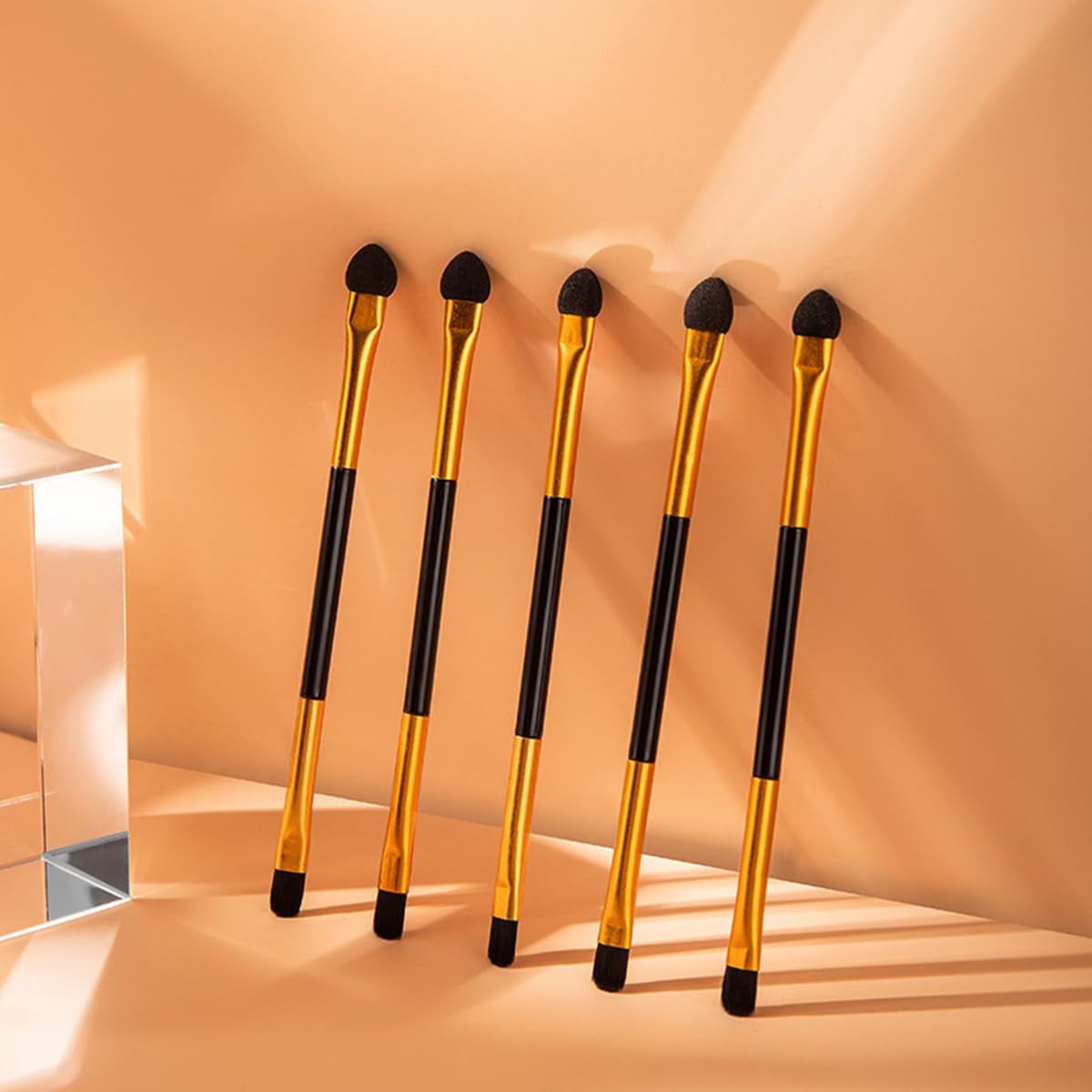 Phantomsky 10Pcs Disposable Cosmetic Makeup Applicator Eyeshadow Dual Sided Brush Double-end Brushes Set(Latex Sponge + Horsehair)