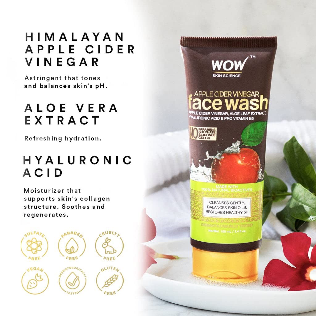WOW Skin Science Apple Cider Vinegar Face Wash Gel - Deep Pore Cleansing For Smooth Skin,Helps Remove Blackheads- Daily Cleaner & Moisturizer