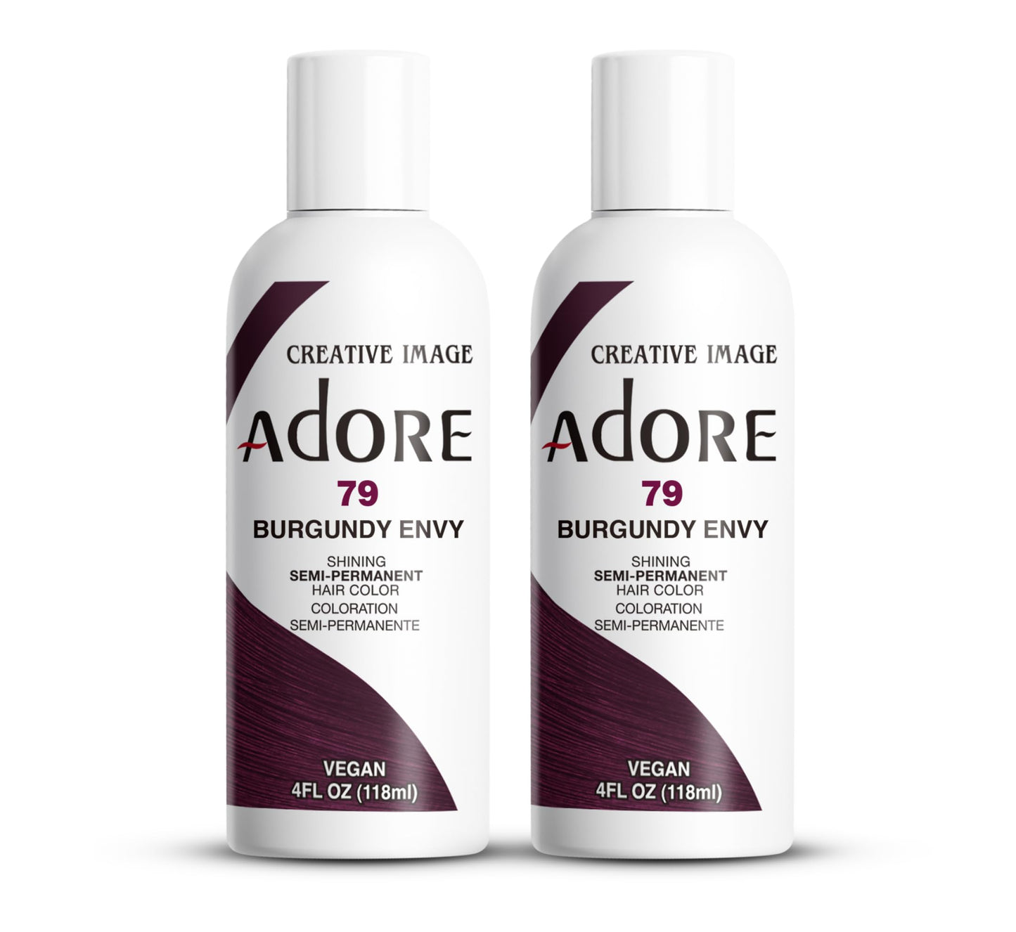 Adore Semi Permanent Hair Color (079 Burgundy Envy) (2 Pack) | Vegan & Cruelty-Free Red Hair Dye | No Ammonia, No Peroxide, No Alcohol | 4 Fl Oz