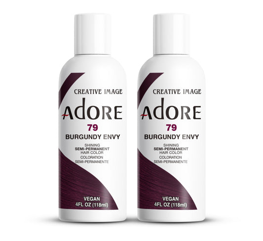 Adore Semi Permanent Hair Color (079 Burgundy Envy) (2 Pack) | Vegan & Cruelty-Free Red Hair Dye | No Ammonia, No Peroxide, No Alcohol | 4 Fl Oz