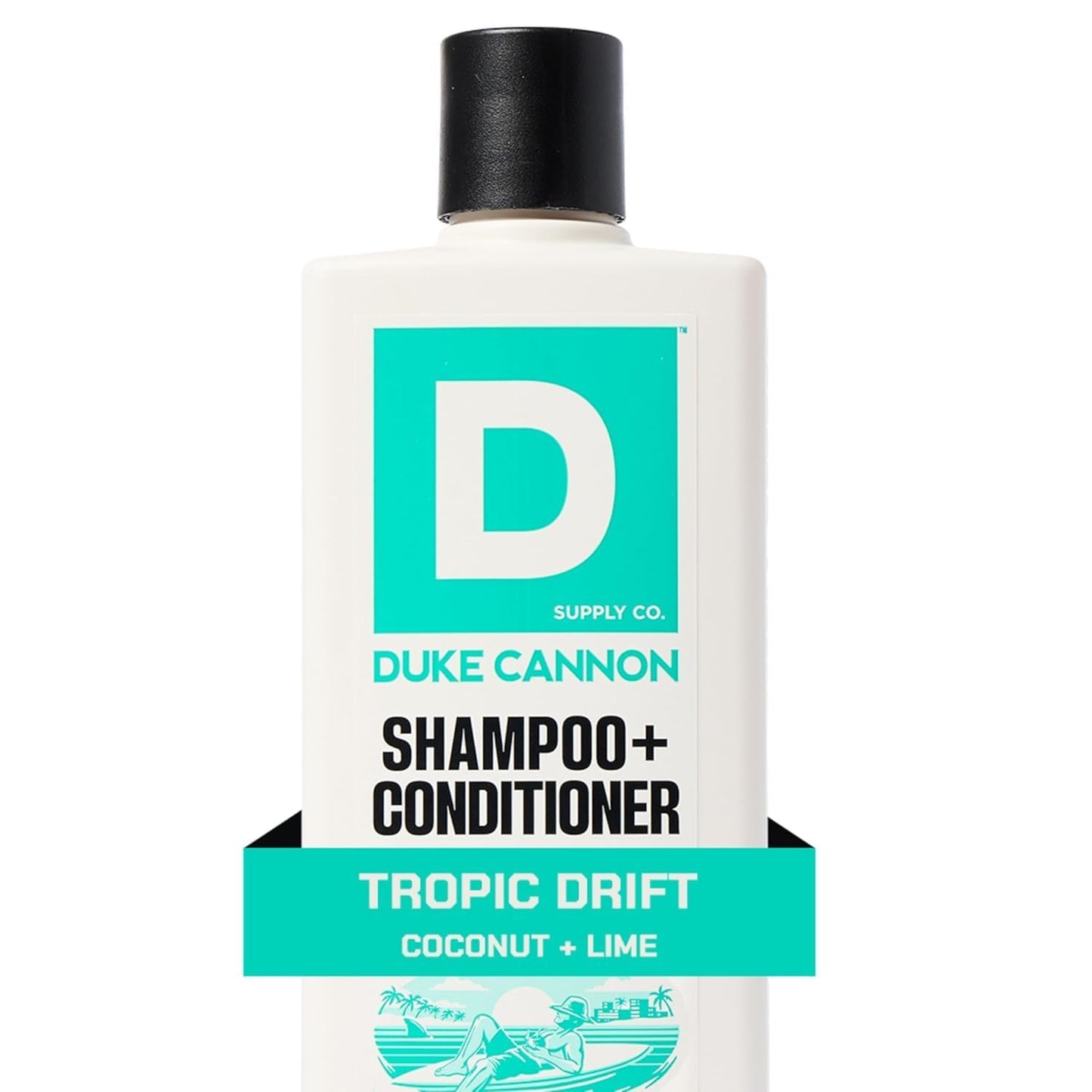 Duke Cannon Supply Co. Tropic Drift 2-in-1 Shampoo and Conditioner for Men - 14 fl oz - Coconut + Lime Scent - Made with Tea Tree Oil & Menthol